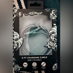 Ed Hardy Silver Braided USB-C Cable